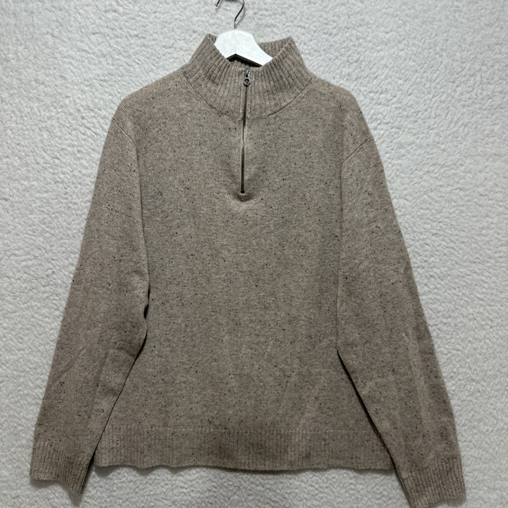 J.Crew Men's‎ Size XL Gray Confetti Merino Wool Quarter-Zip Long Sleeve Sweater